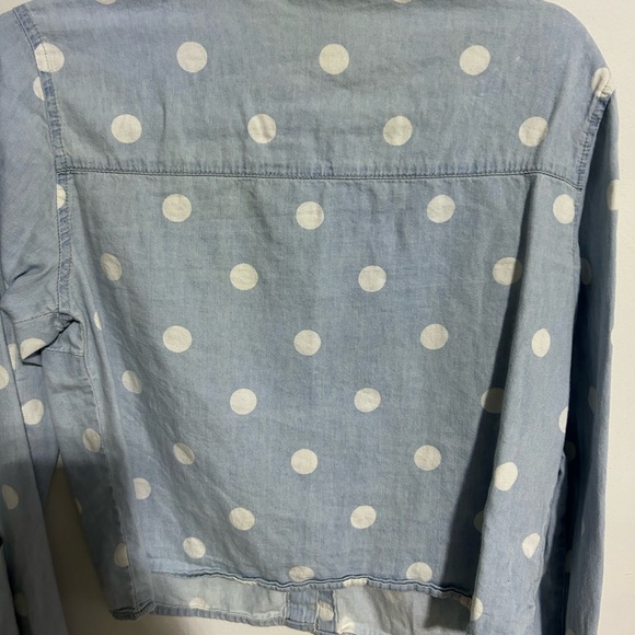CHAMBRAY Small POLKA DOT CROPPED SHIRT - Picture 4 of 14